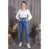 Dominatrend Kadın Mavi Trend Beli Lastikli Jean Pantolon