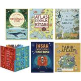 Domingo Yayınevi Hayvani Rekorlar Kitabi+ Atlas Etkinlik Kitabi+ Turlerin Kokeni + Yeralti Su Alti + Insan Vucudu Tiyatrosu + Tarih Atlasi=(6 Adet Kitap)