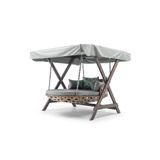Dominik Swing Ahşap Rattan Salıncak Dış Mekan Bahçe Balkon Ve Teras Salıncağı Gri