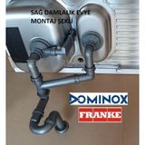 Domınox Franke Evye Sıfon Takımı 1,5 Goz Kare Tasmalı