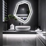 Domira Led'li Lazer Kumlamalı Lavabo & Banyo Aynası (Dokunmatik Sensörlü) beyaz led'li 80 x 68
