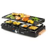 Domo Do9262g Taş Izgara/Raclette Izgara - Ahşap Tasarım - Raclette Tava Ve Tahta Spatula Dahil - 8 Kişi - 1400 W