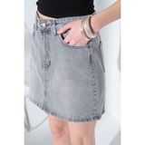 Domoda %100 Pamuk 5 Cep Denim Kot Kadın Jean Mini Etek @latina - Gri - S