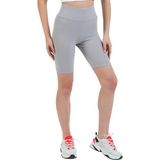 Domoda Açık Gri Yüksek Bel Toparlayıcı Kısa Şort Spor Fitilli Biker Tayt