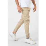 Domoda Bej Kargo Cepli, Fermuarlı Paça Lastikli Esnek Kumaş Slim Fit Gabardin Erkek Kargo Pantolon
