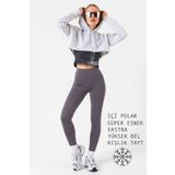 Domoda Füme Ekstra Yüksek Bel Toparlayıcı Karyoka Dikişli Kışlık Içi Polar Push Up Kadın Tayt @simena