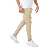 Domoda Kargo Cepli, Fermuarlı Paça Lastikli Esnek Kumaş Slim Fit Gabardin Erkek Kargo Pantolon Bej 38