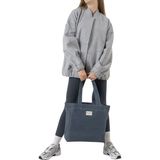 Domoda Maule Ortaboy Mumlu Kanvas Pamuk Kadın Omuz Çantası Tote Bag - İndigo