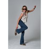 Domoda Normal Bel Kot, Ispanyol Paça Esnek Denim Kumaş Kadın Fit And Flare Jean Pantolon @morales - Mavi - 36