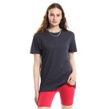 Domoda Oversize Fit Pamuklu Kısa Kollu Basic Uniseks Kadın Erkek Tişört Antrasit XS