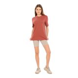Domoda Oversize Fit Pamuklu Kısa Kollu Basic Uniseks Kadın Erkek Tişört Kahverengi XS