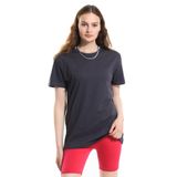 Domoda Oversize Fit Pamuklu Kısa Kollu Basic Uniseks Kadın Erkek Tişört Lacivert XS