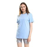 Domoda Oversize Fit Pamuklu Kısa Kollu Basic Uniseks Kadın Erkek Tişört Mavi S