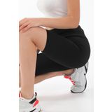 Domoda Siyah Yüksek Bel Toparlayıcı Kısa Şort Spor Fitilli Biker Tayt
