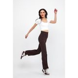 Domoda Yüksek Bel, Fitilli, Toparlayıcı Kaşkorse Ispanyol Fit And Flare Örme Tayt - M - Kahverengi