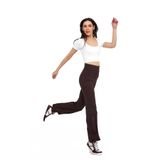 Domoda Yüksek Bel, Fitilli, Toparlayıcı Kaşkorse Ispanyol Fit And Flare Örme Tayt - S - Kahverengi
