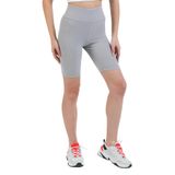 Domoda Yüksek Bel Toparlayıcı Kısa Şort Spor Fitilli Biker Tayt Açık Gri S