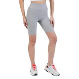Domoda Yüksek Bel Toparlayıcı Kısa Şort Spor Fitilli Biker Tayt Açık Gri XS
