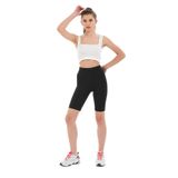 Domoda Yüksek Bel Toparlayıcı Kısa Şort Spor Fitilli Biker Tayt - S - Siyah