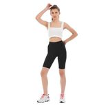 Domoda Yüksek Bel Toparlayıcı Kısa Şort Spor Fitilli Biker Tayt - XS - Siyah
