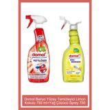 DOMOL Banyo Yüzey Temizleyici Kir ve Kireç Çözücü Sprey Limon Kokulu 750 ml + Yağ Çözücü Sprey 750 ml