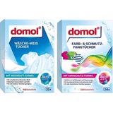 Domol Beyazlatıcı Çamaşır Mendili 20'li + Renk Ayırıcı Mendil 24'lü Set