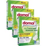 Domol Eco Folyosuz Bulaşık Makinesi Tableti 30'lu (3 Adet) Çevre Dostu Temizleme Gücü