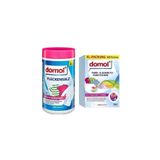 DOMOL Leke Çıkarıcı Toz Deterjan Beyaz Ve Renkliler Için 1 Kg + Renk Ayırıcı Mendil 50'li Set