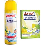 Domol Tuvalet Temizleme Köpüğü Limon 500 ml + Wc Kokusu - Klozet Blok, Askı Aparatlı Limon, 2X40 gr 80 gr