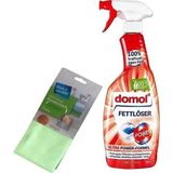 Domol Yağ Çözücü Sprey 750 ml & Flink Sauber Mikrofiber Cam Bezi Tekli