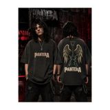 dompulerimoda Pantera Angel Baskılı Arkalı Önlü Oversize Yıkamalı Unisex Vintage Heavy Metal T-Shirt