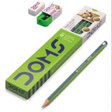 Doms Q1 Kurşun Kalem 12'li Set + Silgi + Kalemtraş Çocuklar İçin Karışık Renkli 1 Adet - Karışık-Çok Renkli - standart