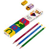 Doms Y1 Kurşun Kalem 12'li Set + Silgi + Kalemtraş - Karışık-Çok Renkli - standart