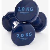 Domyos 2 kg Demir Dambıl - 2 Adet - Lacivert - Fitness Hafif Antrenman - 27,5 kg