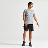 Domyos Essentiel 100 Alacalı Gri Bisiklet Yaka Fitness Erkek Tişört
