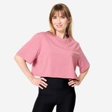 Domyos Kadın Crop Kesim Spor Tişörtü - Gülkurusu