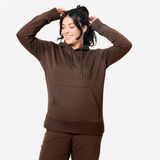 Domyos Kadın Pamuklu Kapüşonlu Sweatshirt - Kahverengi