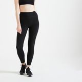 Domyos Kadın Yüksek Belli Fitness Taytı - Füme Siyah - 2XL / W38 L29
