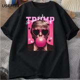 Donald Trump T-Shirts Men Election Trump Trump Pink Sun Glasses Bubble Gum Tshirt Funny Graph - Siyah - XL