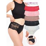 Donaluxe Kadın Külot, Kadın Dantelli Pamuklu 5'li Paket Külot Siyah Beyaz Vizon Bordo Somon - 3XL