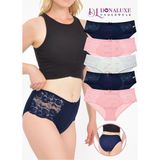 Donaluxe Kadın Külot, Kadın Dantelli Pamuklu Külot 5'li Somon Lacivert Beyaz - 2XL