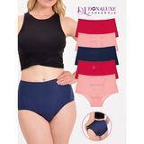 Donaluxe Kadin Külot , Kadın Yüksek Bel Lacivert Bordo Somon 5'li Pamuklu Külot - Lacivert - Lacivert - Bordo - 2XL