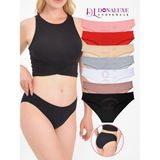 Donaluxe Kadın Slip Külot, Siyah Beyaz Ten Gri Vizon Kırmızı Somon Bikini Külot, Pamuklu Yumuşak Kumaş 7'li - XL