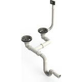Donau 351-310 Çöpmak Çiftli Küvet Taşmalı Evye Sifonu Flex Gövde Ø 40-50 mm