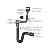 Donau Mutfak Evye Sifonu Dik-Yandan Taşmalıklı Sifon Gri-Beyaz Yandan Taşmalıklı