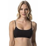 Dondeza 2li İp Askılı Kadın Spor Büstiyer Penye Yarım Atlet Sütyen, Siyah, L/XL