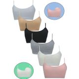 Dondeza 6'Lı Genç Kız Pedli Pastel Renk Ip Askı Alıştırma Sütyeni Yarım Atlet Büstiyer Çok Renkli L-Xl