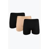 Dondeza Boxer Siyah-Ten 3'lü Paket İç Giyim, L, 3DNZ5005, Siyah-Ten, kadın