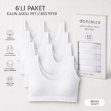 Dondeza Genç Kız 6'lı Pedli Kalın Askı Düz Ilk Sütyen Büstiyer - 11 - 13 Yaş - Beyaz
