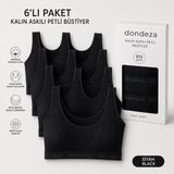 Dondeza Genç Kız 6'lı Pedli Kalın Askı Düz Ilk Sütyen Büstiyer - 14 - 15 Yaş - Siyah